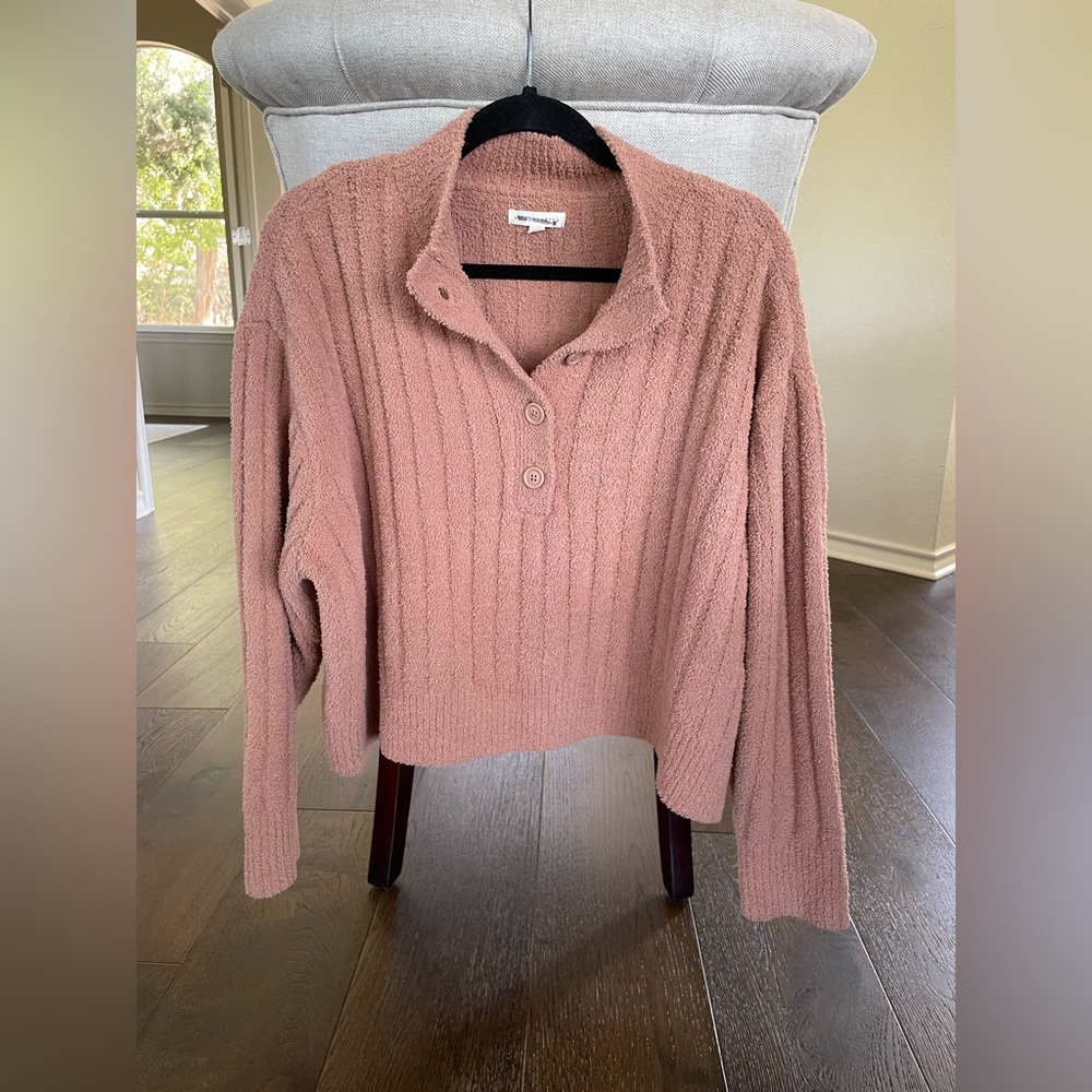 LA Hearts Boxy Fleece Henley